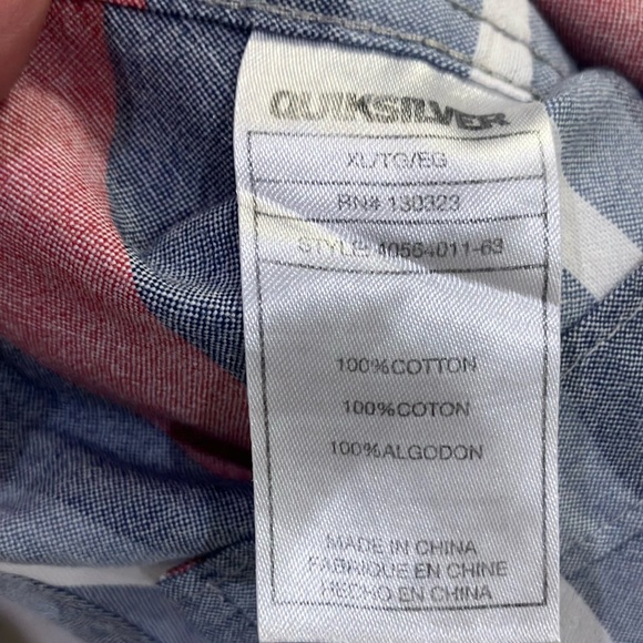 Quiksilver Striped Button Down Boys XL Modern Shirt - Blue and Red - Picture 3 of 5